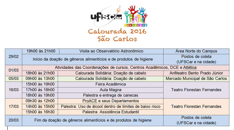 Programação Calourada 2016